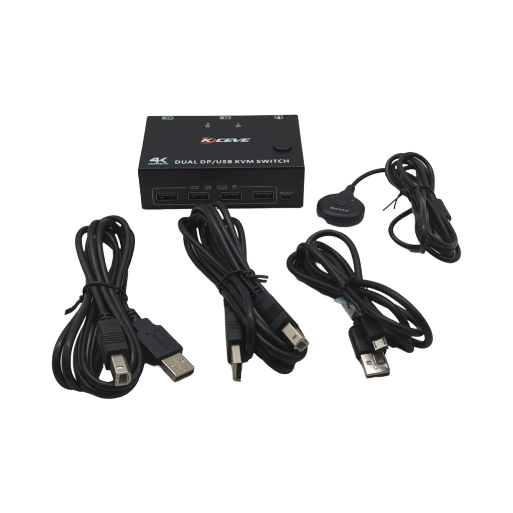 KVM Switch 2 PC 2 Monitore DisplayPort 1.4 Dual Monitor 4K 144Hz 4 USB Geräte