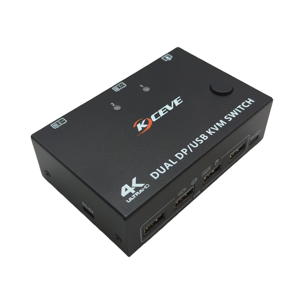 KVM Switch 2 PC 2 Monitore DisplayPort 1.4 Dual Monitor 4K 144Hz 4 USB Geräte