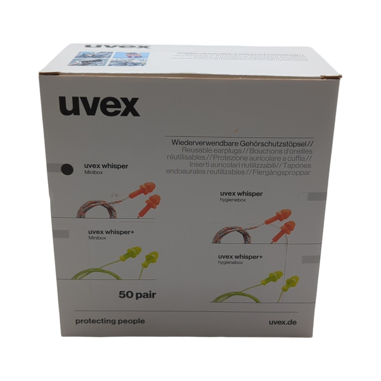 Uvex Whisper Gehörschutzstöpsel mehrweg orange 23 dB 50 Paar
