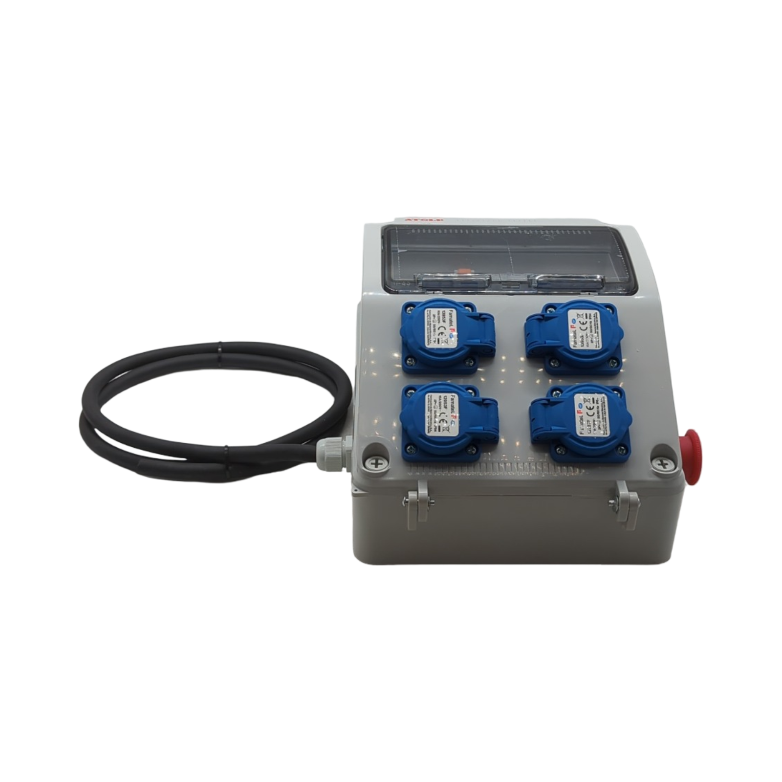 ATOLE Baustellenkoffer einphasig 4 Steckdosen 9 Module IP54 IK08 16A 250V