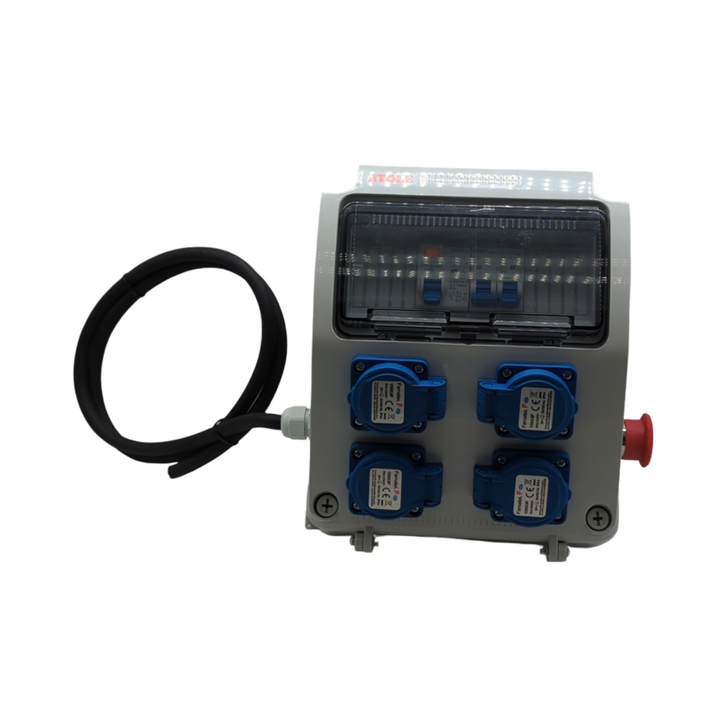 ATOLE Baustellenkoffer einphasig 4 Steckdosen 9 Module IP54 IK08 16A 250V