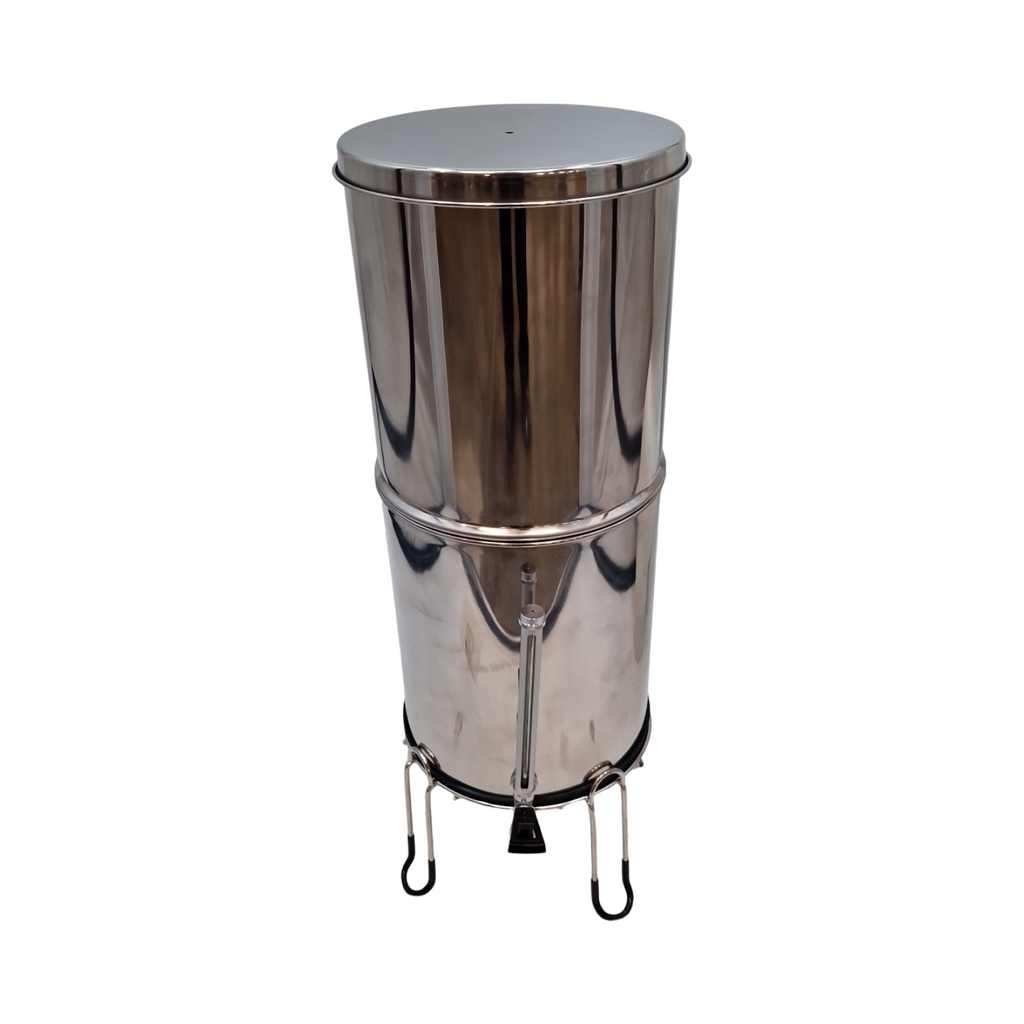 Purewell Wasserfilter 11L Gravitation aus Edelstahl 304 mit 4 Filtereinsätzen Aktivkohle/Fluor visuellem Auslauf