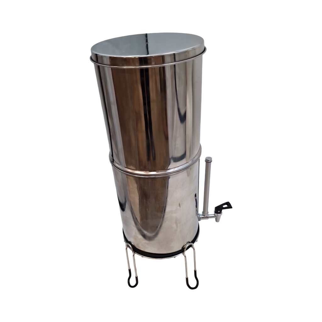 Purewell Wasserfilter 11L Gravitation aus Edelstahl 304 mit 4 Filtereinsätzen Aktivkohle/Fluor visuellem Auslauf