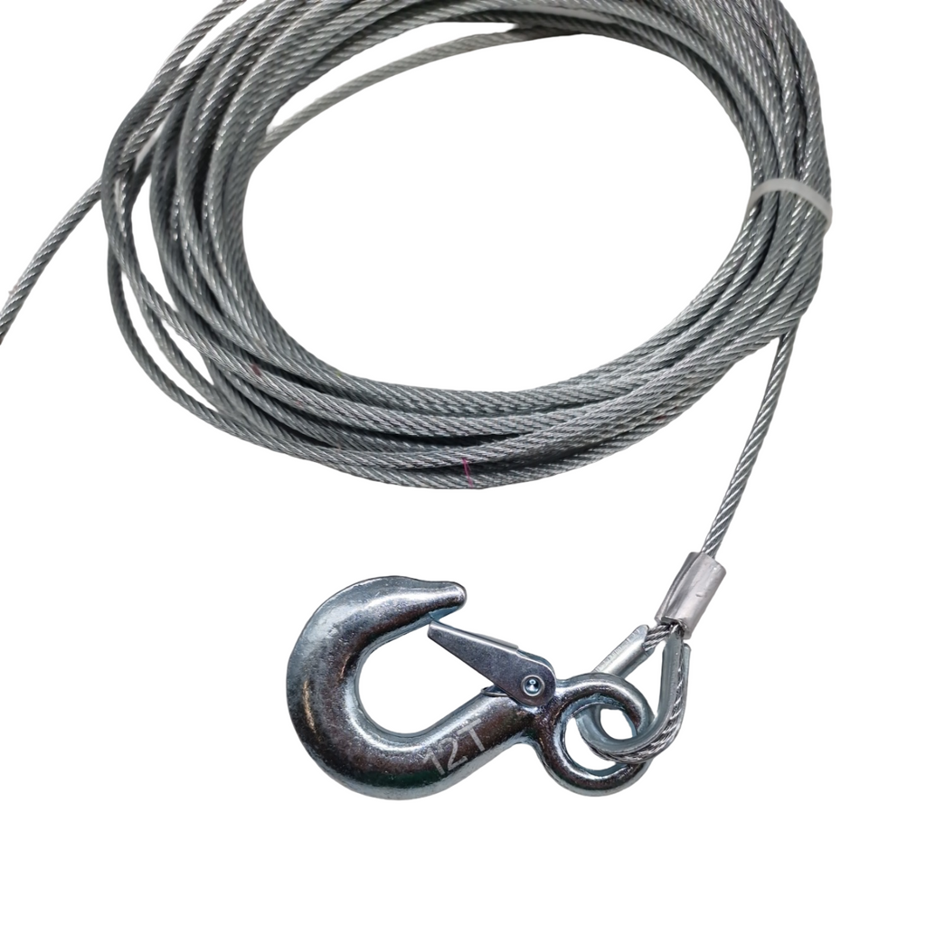 Ejoyous Stahlseil 4mm x 12m Windenseil mit Haken verzinkt 12T Forstseil Edelstahl