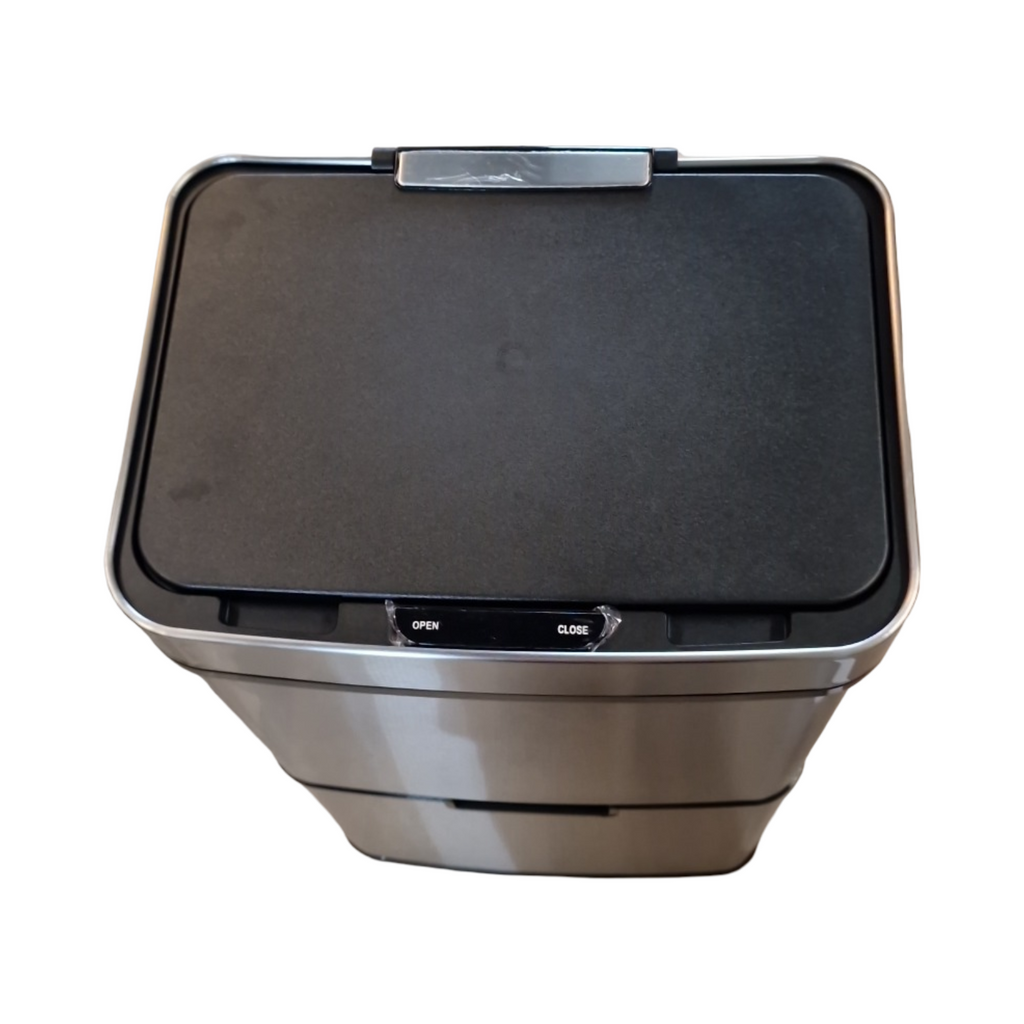 Gardtech Abfalleimer 62L Automatisch Sensor-Mülleimer 3 Fächer Softclose-Deckel Klemmring Edelstahl Küche