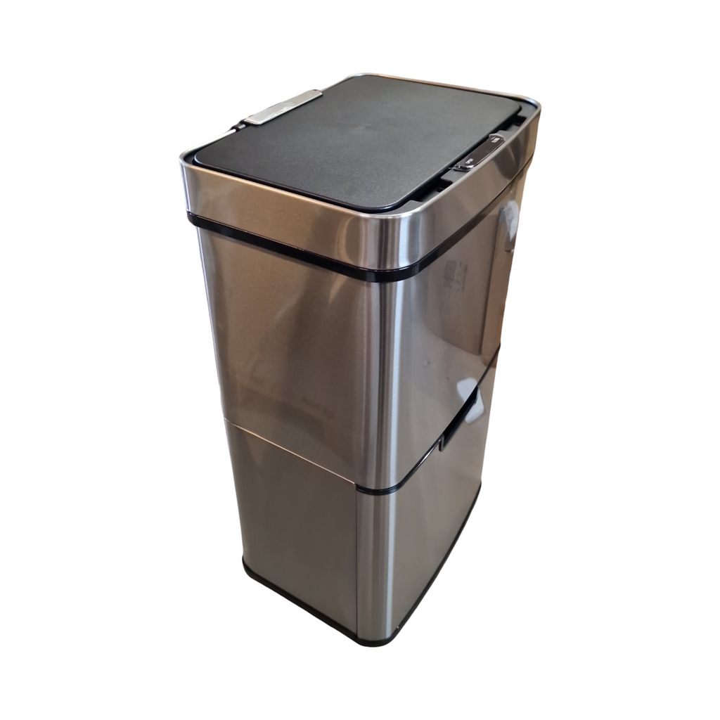 Gardtech Abfalleimer 62L Automatisch Sensor-Mülleimer 3 Fächer Softclose-Deckel Klemmring Edelstahl Küche