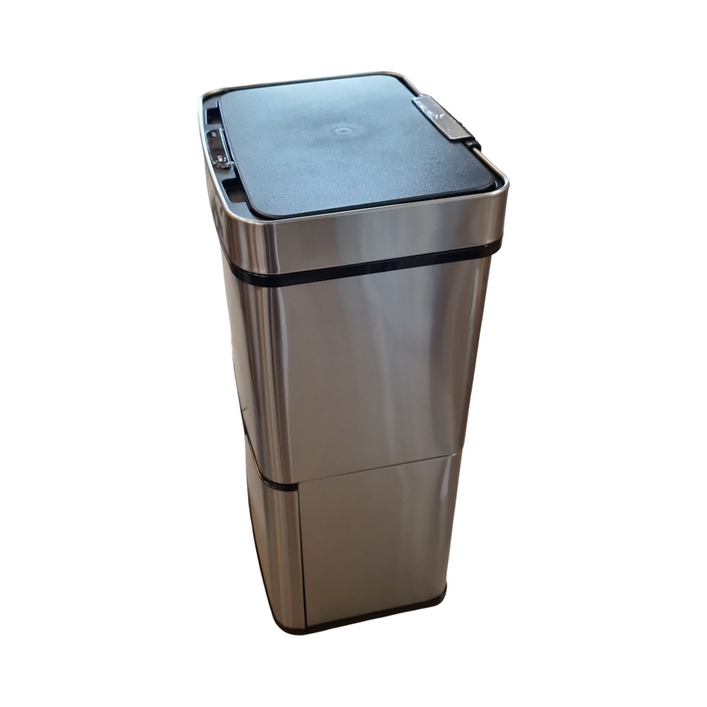 Gardtech Abfalleimer 62L Automatisch Sensor-Mülleimer 3 Fächer Softclose-Deckel Klemmring Edelstahl Küche