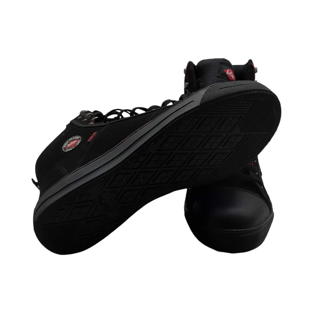 Lee Cooper Unisex Arbeitsschuhe Retro Stil Trainer Stiefel SB SRA Schwarz Größe 46