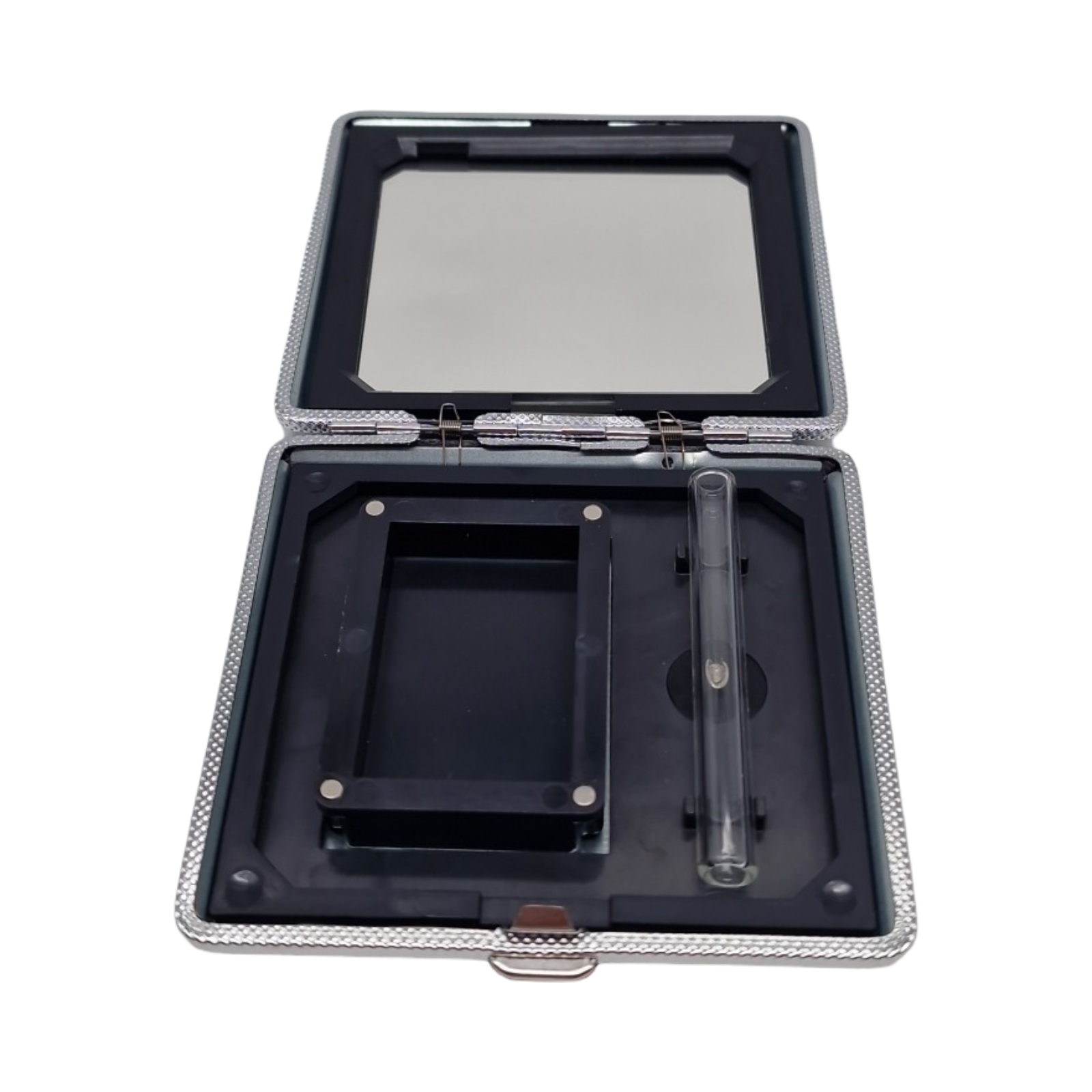 The Richman Premium Schnupfset magnetisch luxuriös diskret Glas-Ziehröhrchen Spiegel