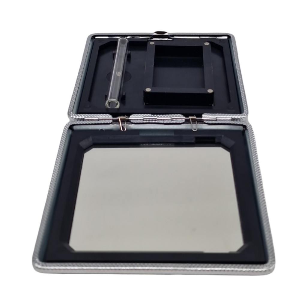 The Richman Premium Schnupfset magnetisch luxuriös diskret Glas-Ziehröhrchen Spiegel