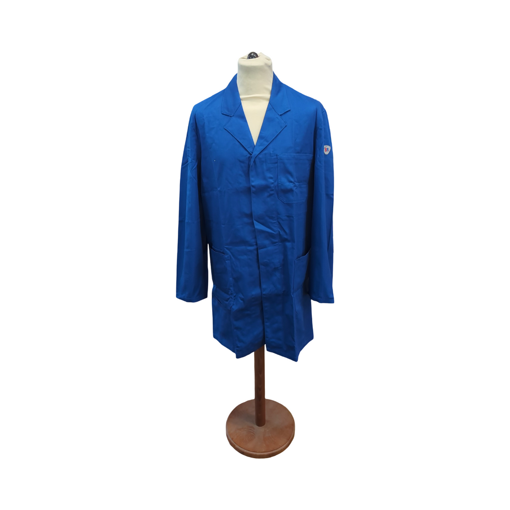 BP Workwear Basic 1310-150-13 Arbeitsmantel reines Baumwolle versteckte Knopfleiste normale Passform blau Größe 48/50