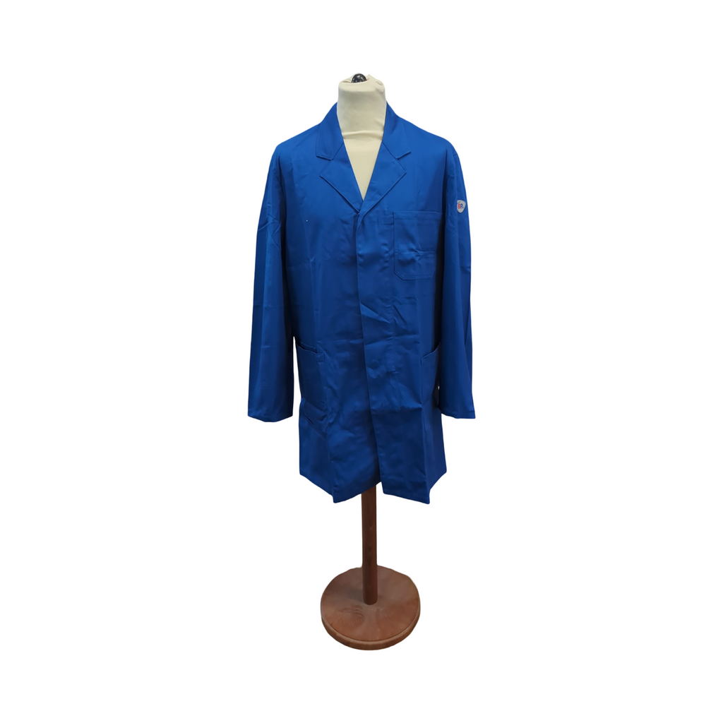 BP Workwear Basic 1310-150-13 Arbeitsmantel reines Baumwolle versteckte Knopfleiste normale Passform blau Größe 48/50