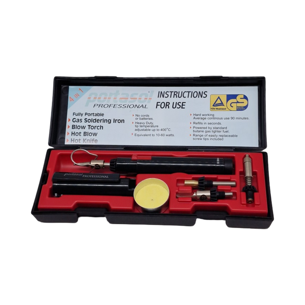 Portasol Lötkolben Set tragbar Piezo Zündung einstellbar 10-60W 450°C Laufzeit 9