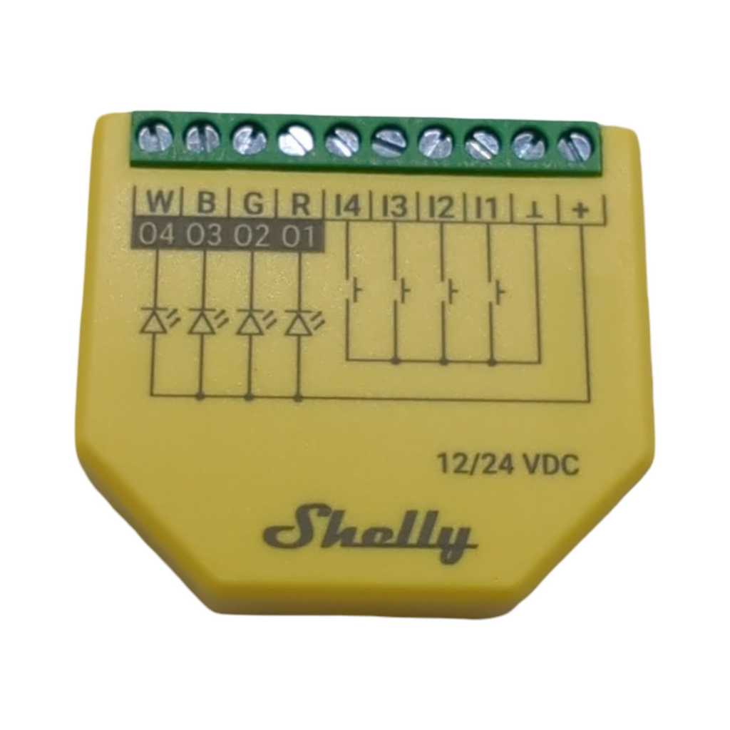Shelly Plus RGBW PM WLAN LED-Controller 12-24 VDC Dimmer Leistungsmessung 3 Beleuchtungsprofile