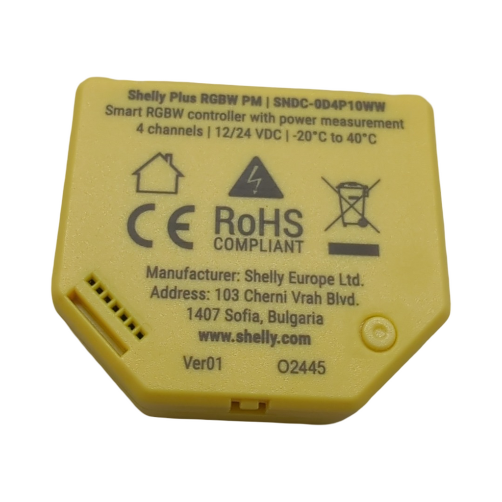 Shelly Plus RGBW PM WLAN LED-Controller 12-24 VDC Dimmer Leistungsmessung 3 Beleuchtungsprofile
