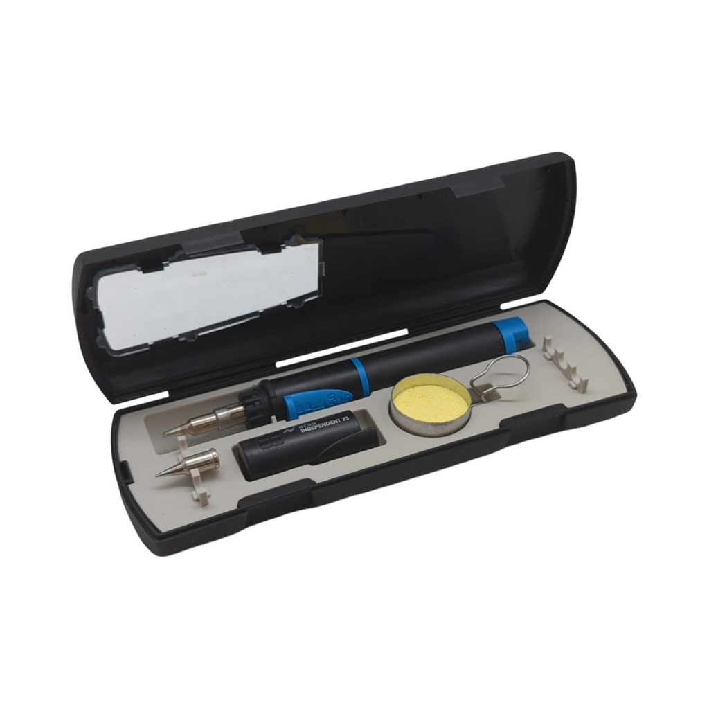 ERSA Independent 75 BASIC-Set Gaslötkolben 75W Temperatur bis 580°C mit 2 Lötspitzen Transportbox Ablagebügel Reinigungsschwamm