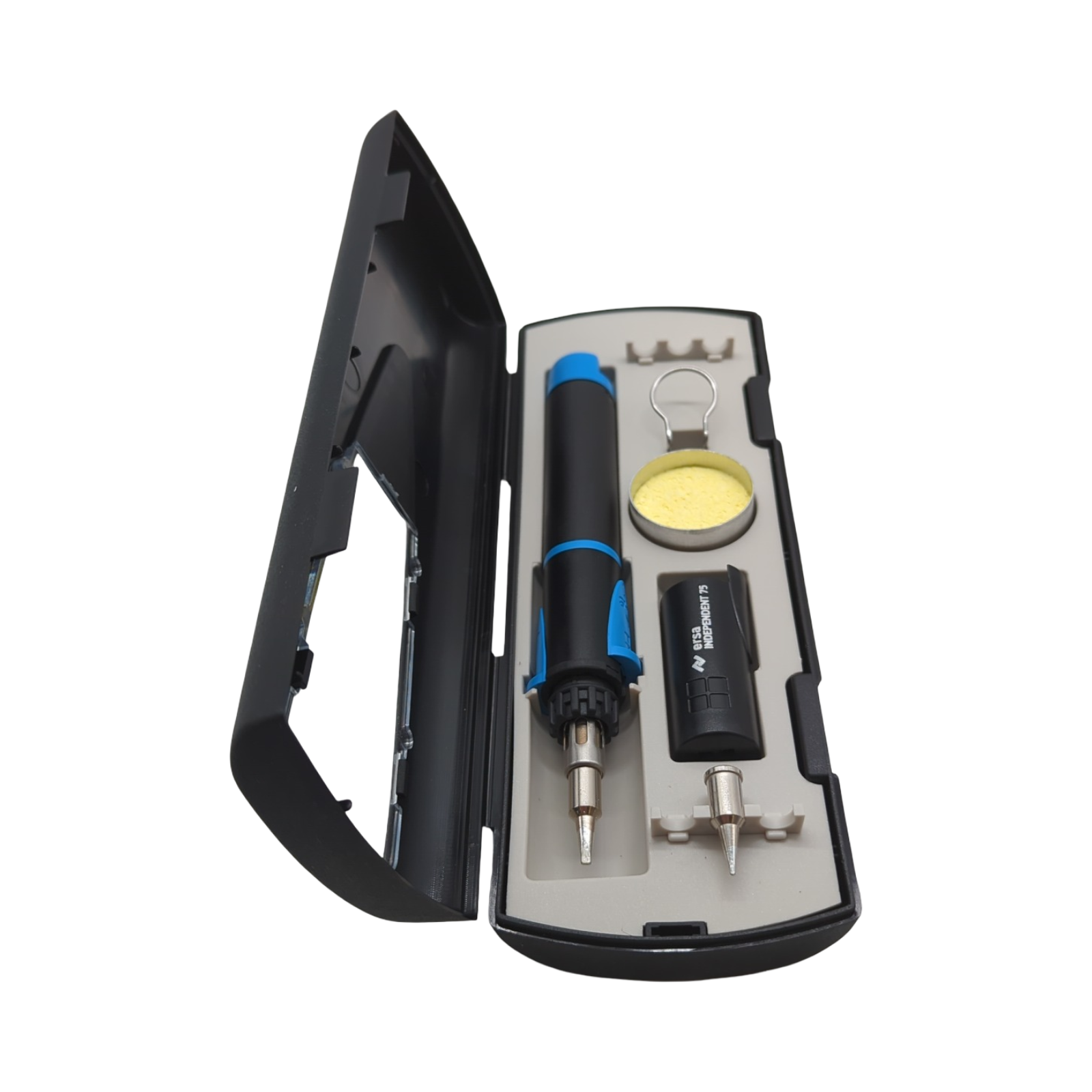 ERSA Independent 75 BASIC-Set Gaslötkolben 75W Temperatur bis 580°C mit 2 Lötspitzen Transportbox Ablagebügel Reinigungsschwamm