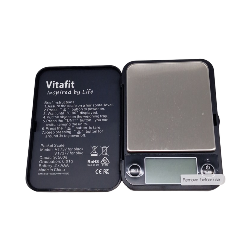 Vitafit Digitale Taschenwaage Feinwaage 500g 0,01g LCD-Anzeige Schwarz