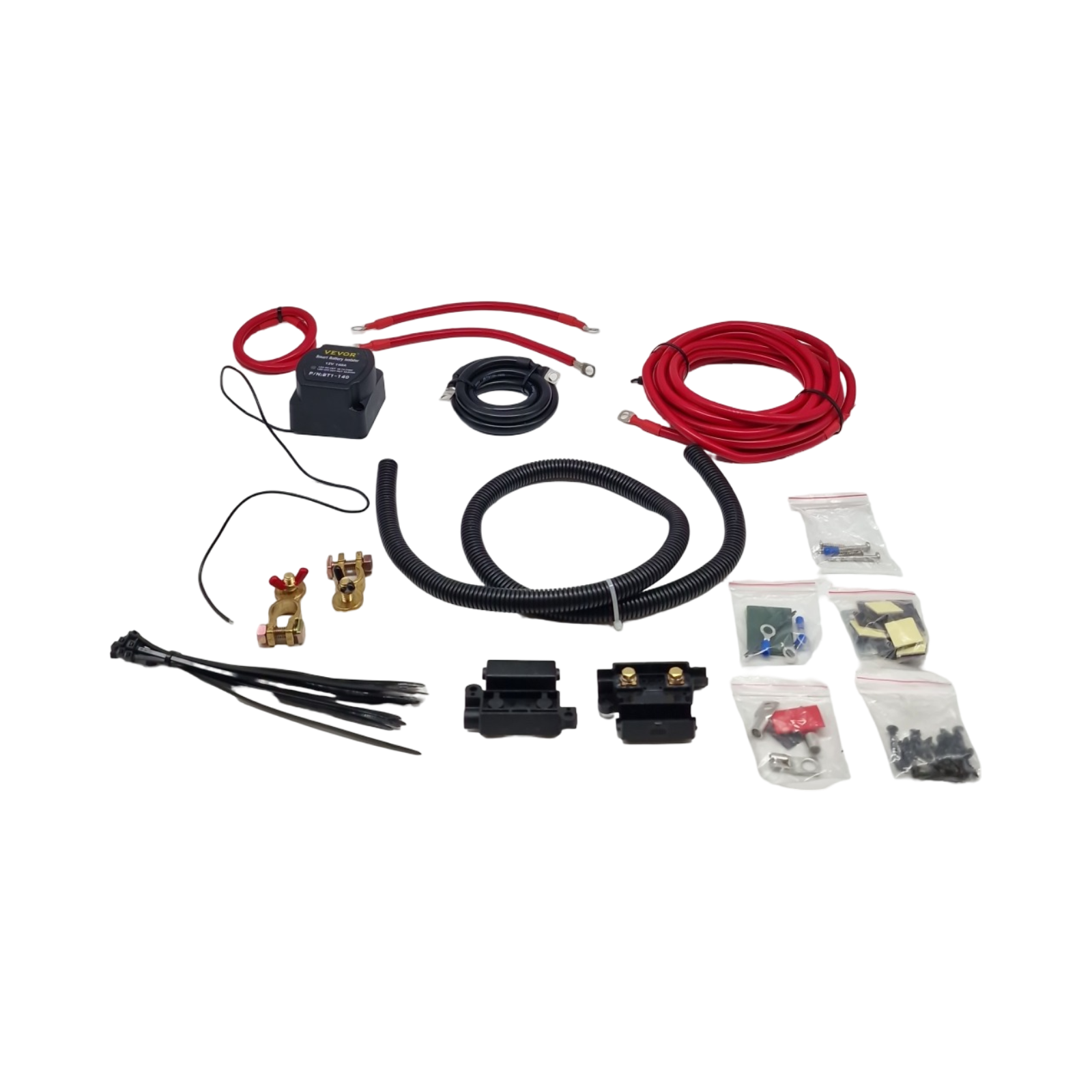 VEVOR Doppelbatterie Trennrelais 12V Split Charge Kit 140A automatisches Ladegerät Kabelset -30 bis 105°C