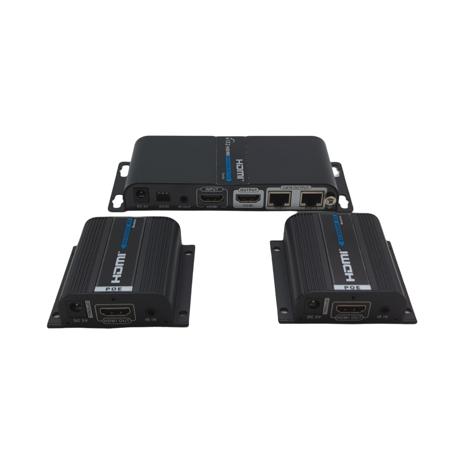 PremiumCord HDMI Splitter Modell 1-2 mit 2x Extender über CAT6/6a/7 Metallgehäuse Full HD 1080p 60Hz 3D