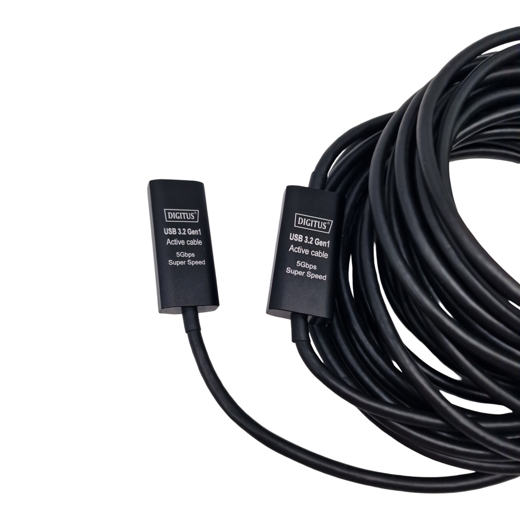 DIGITUS USB 3.2 Gen 1 Verlängerungskabel aktiv 10m Schwarz bis 5 Gbit/s