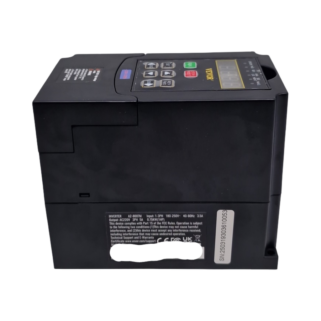 VEVOR Frequenzumrichter VFD 1 PS 0,75 kW 3,5A 1- oder 3-phasig 220V Eingang 3-phasig Ausgang 40–60Hz Eingang 0–400Hz Ausgang