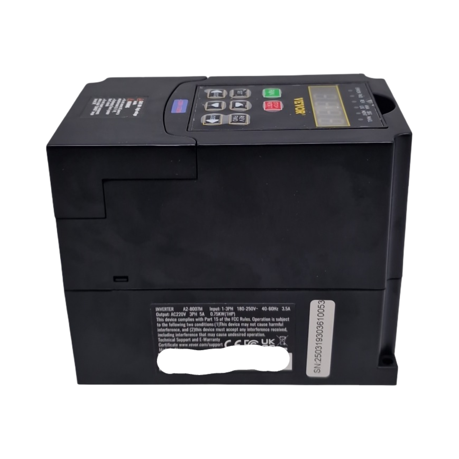 VEVOR Frequenzumrichter VFD 1 PS 0,75 kW 3,5A 1- oder 3-phasig 220V Eingang 3-phasig Ausgang 40–60Hz Eingang 0–400Hz Ausgang