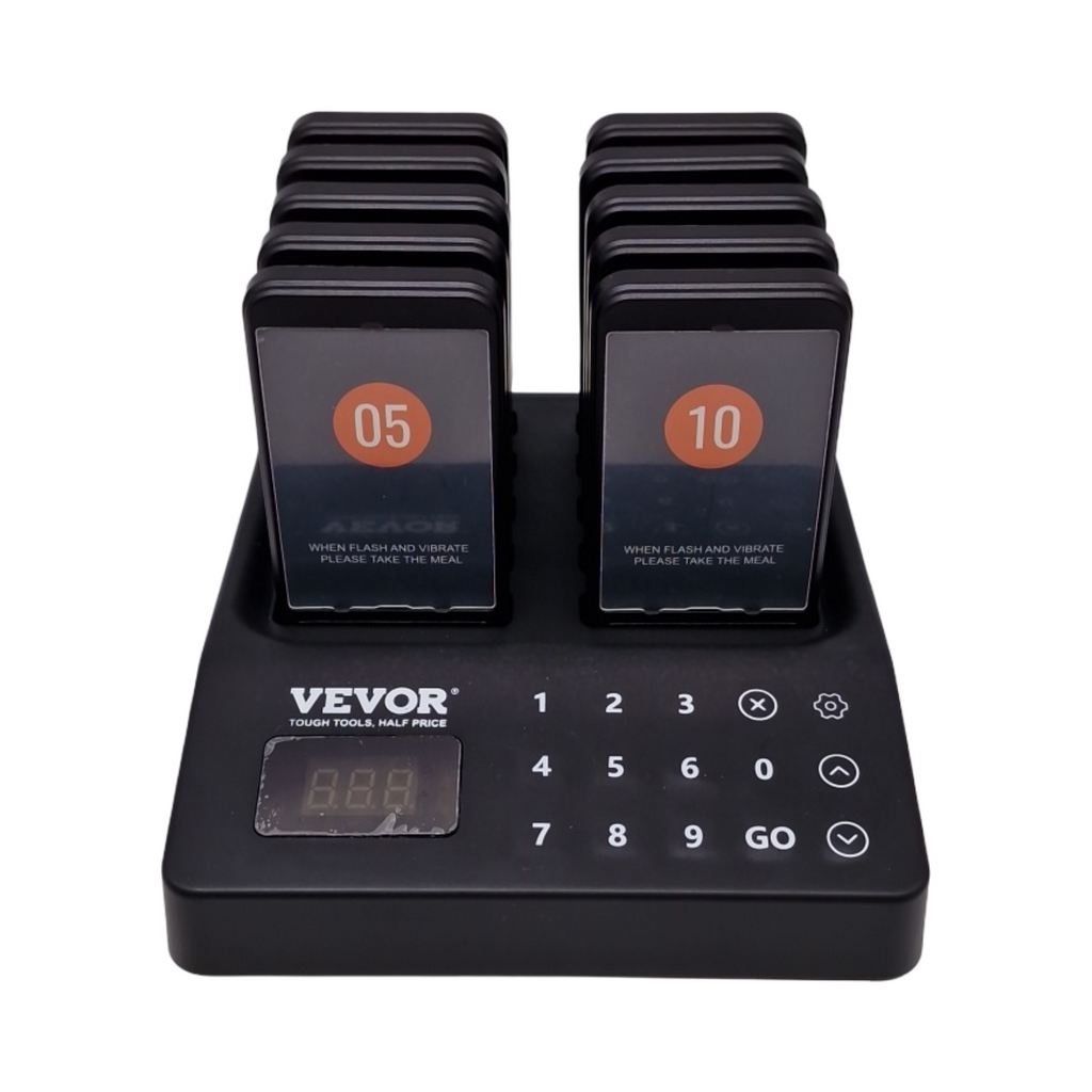 VEVOR Restaurant Pager System Funk Buzzer Set mit Vibration und Licht für 10 Empfänger 400m Reichweite