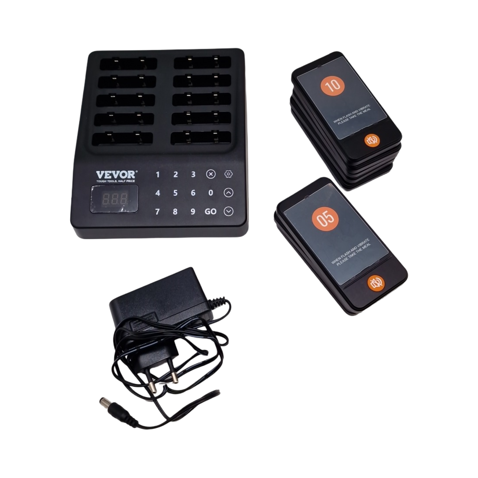 VEVOR Restaurant Pager System Funk Buzzer Set mit Vibration und Licht für 10 Empfänger 400m Reichweite