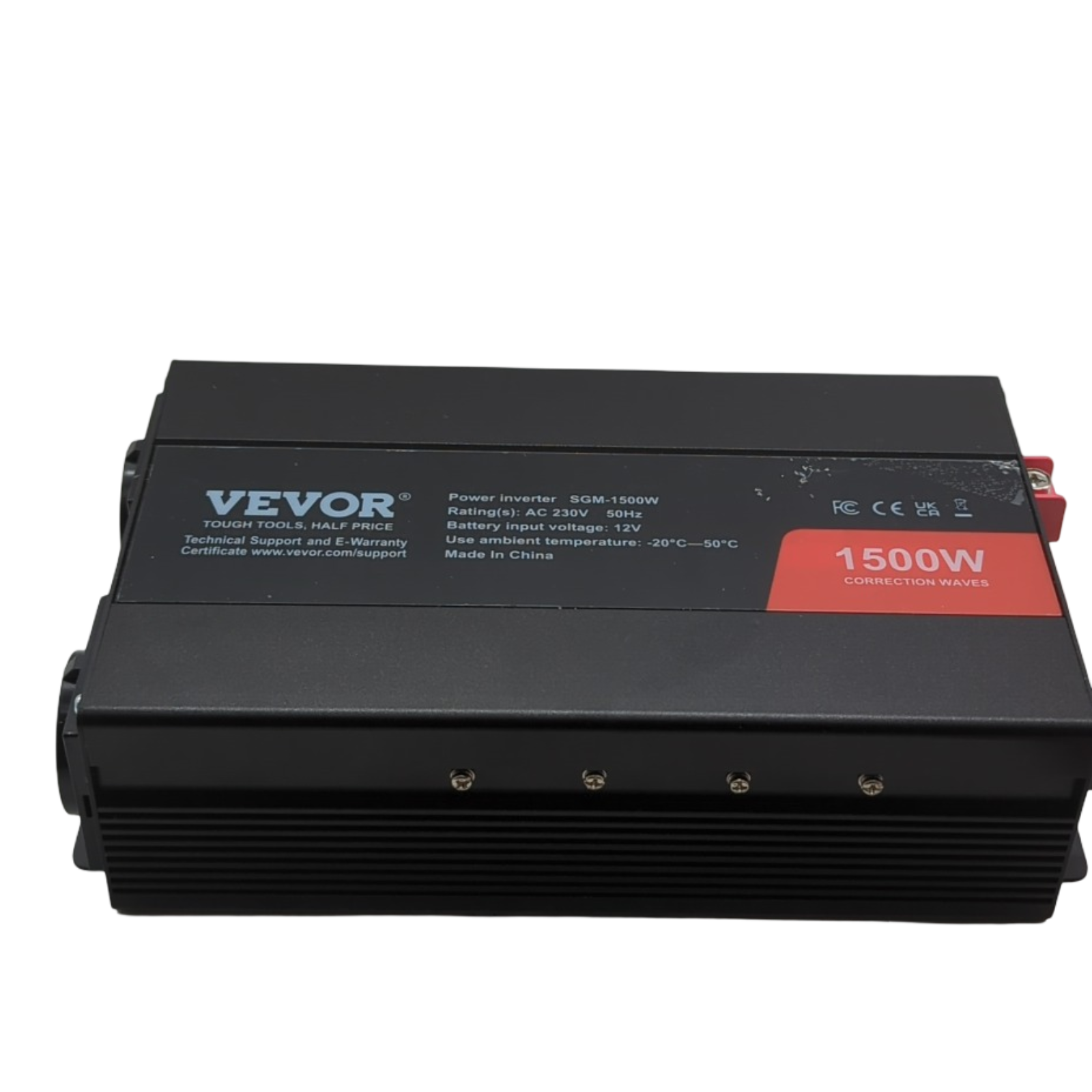 VEVOR Wechselrichter 1500W modifizierte Sinuswelle 12V DC auf 230V AC mit 2 AC Steckdosen 2 USB Ports 1 Typ-C Anschluss 6 Ersatzsicherungen
