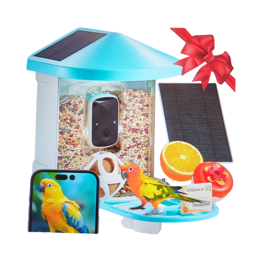 VEVOR Vogelfutterspender Kamera 2K HD mit AI Erkennung und 3 Solarpanels