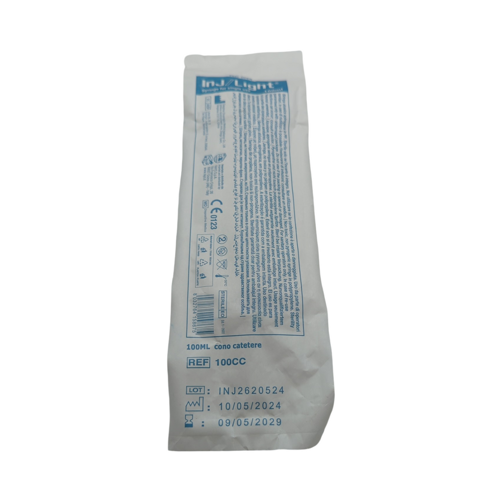 Rays INJ/LIGHT Injektionsspritzen ohne Nadel Katheterkonus steril Einweg latexfrei 100 ml 25 Stück Rays- INJ/LIGHT Injektionsspritzen ohne Nadel, Katheterkonus, steril, Einweg, latexfrei, Volumen 100 ml, Packung mit 25 Stück