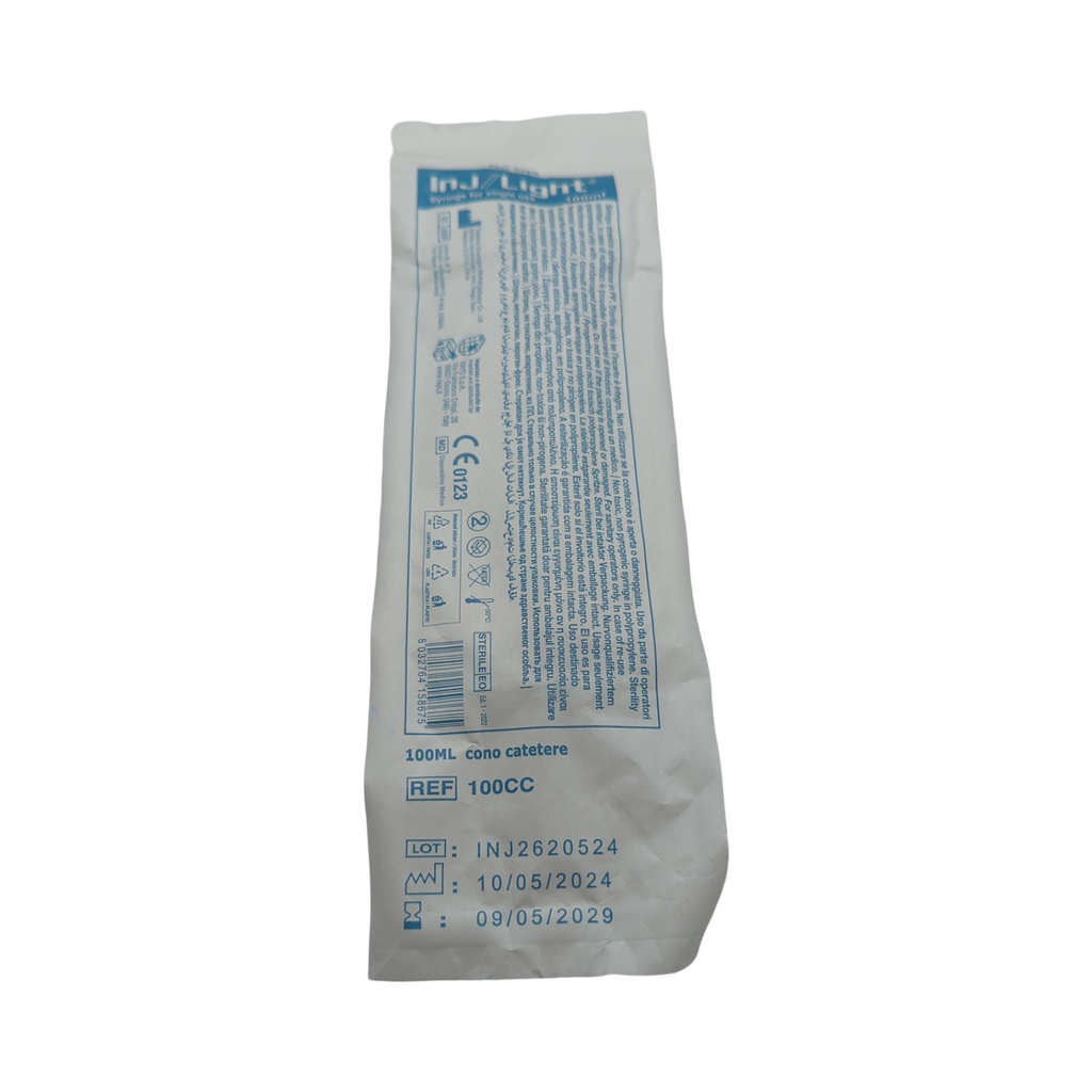 Rays INJ/LIGHT Injektionsspritzen ohne Nadel Katheterkonus steril Einweg latexfrei 100 ml 25 Stück Rays- INJ/LIGHT Injektionsspritzen ohne Nadel, Katheterkonus, steril, Einweg, latexfrei, Volumen 100 ml, Packung mit 25 Stück
