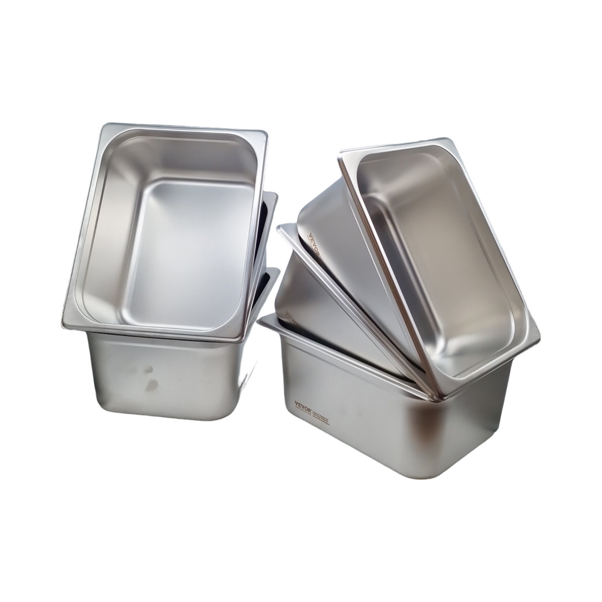 VEVOR GN 1/2 Gastronormbehälter Set 6 Stück Edelstahl 0,8 mm 14,8 cm tief für Bain-marie Öfen