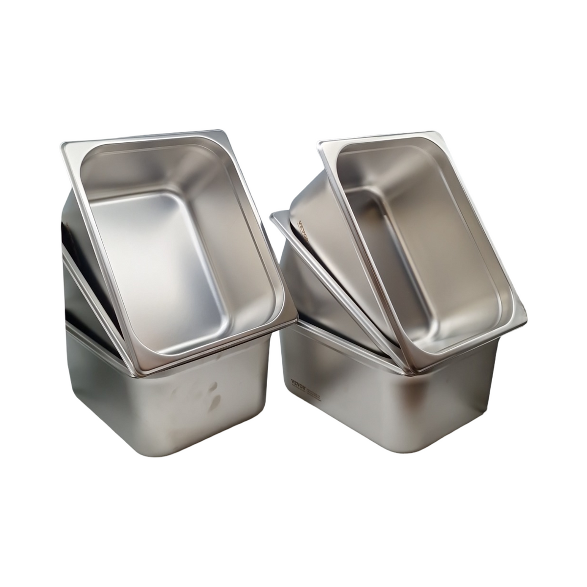 VEVOR GN 1/2 Gastronormbehälter Set 6 Stück Edelstahl 0,8 mm 14,8 cm tief für Bain-marie Öfen