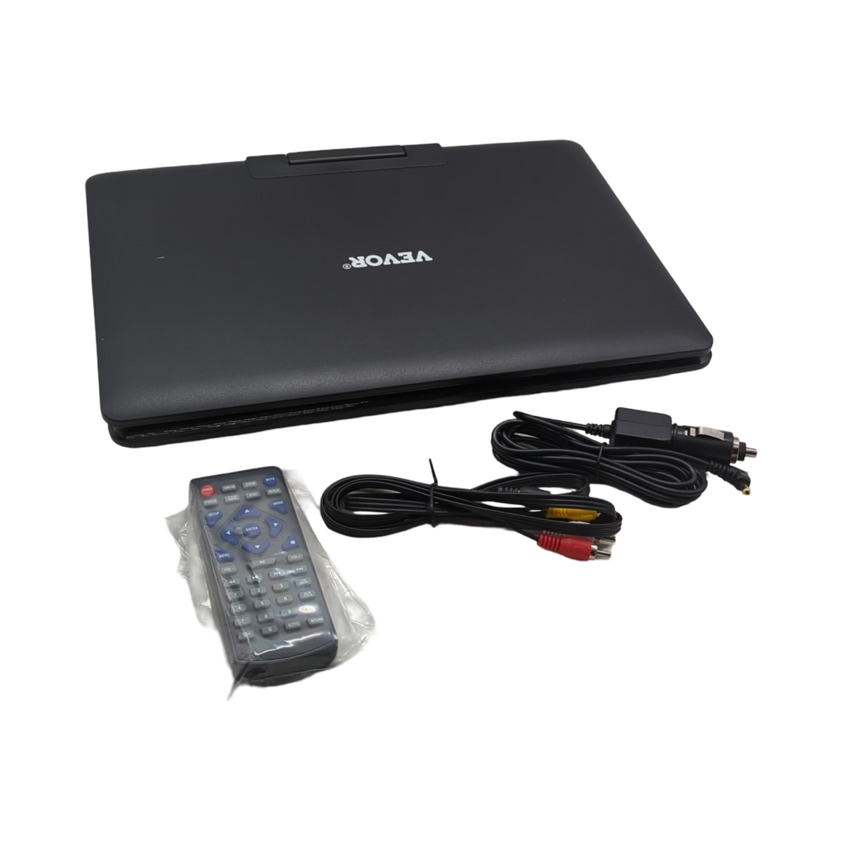 VEVOR Portabler DVD-Player HD-Display 358 mm drehbar mit Autoladegerät integrierter Akku 4,5-5 h zwei Lautsprecher s