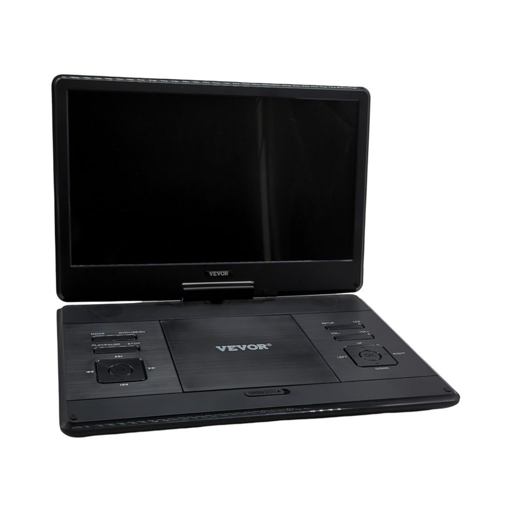 VEVOR Portabler DVD-Player HD-Display 358 mm drehbar mit Autoladegerät integrierter Akku 4,5-5 h zwei Lautsprecher s