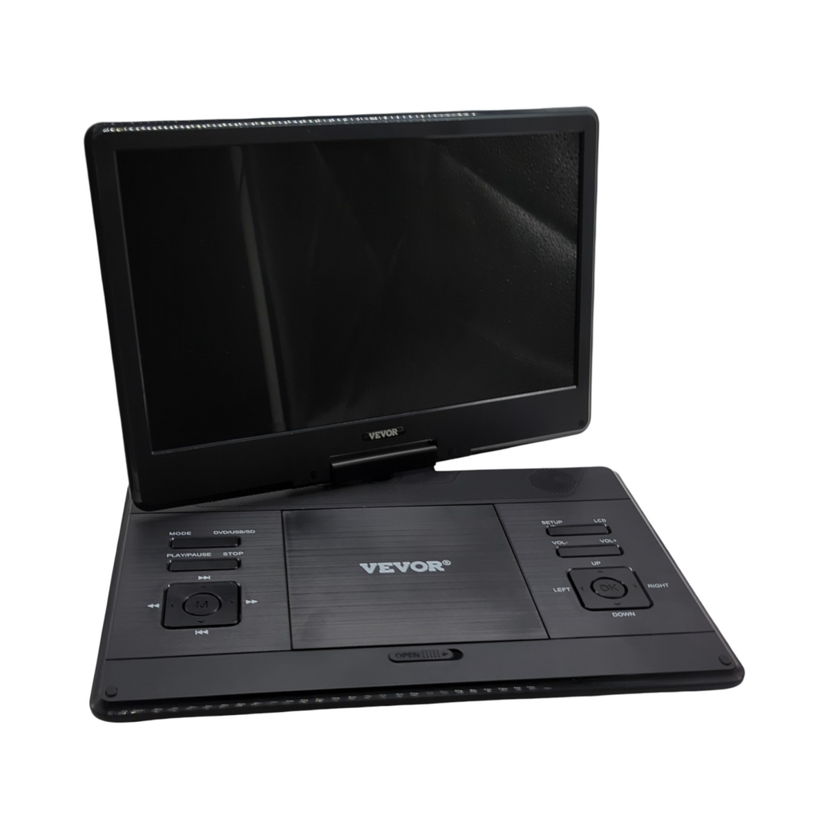 VEVOR Portabler DVD-Player HD-Display 358 mm drehbar mit Autoladegerät integrierter Akku 4,5-5 h zwei Lautsprecher s