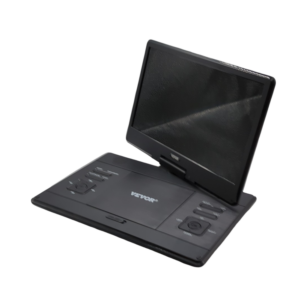 VEVOR Portabler DVD-Player HD-Display 358 mm drehbar mit Autoladegerät integrierter Akku 4,5-5 h zwei Lautsprecher s