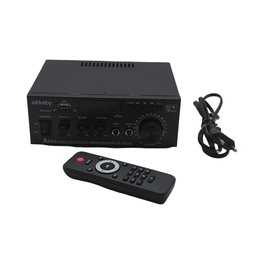 AK45 Mini HiFi Verstärker Stereo Empfänger mit Bluetooth 2.0 Kanal 40W x 2 USB SD FM Karaoke Mikrofon