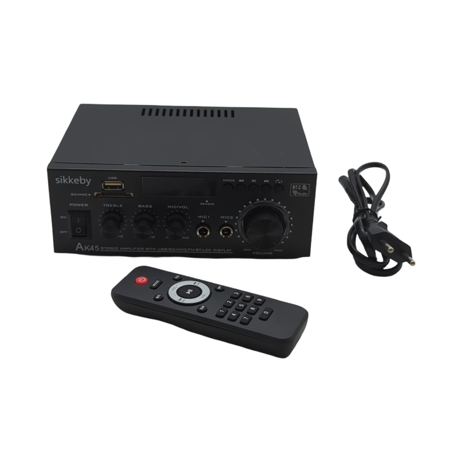 AK45 Mini HiFi Verstärker Stereo Empfänger mit Bluetooth 2.0 Kanal 40W x 2 USB SD FM Karaoke Mikrofon