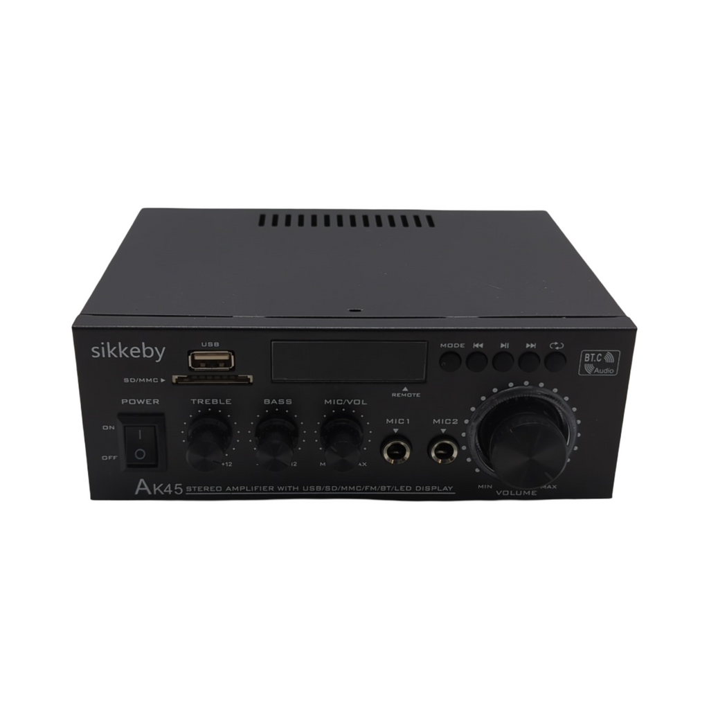 AK45 Mini HiFi Verstärker Stereo Empfänger mit Bluetooth 2.0 Kanal 40W x 2 USB SD FM Karaoke Mikrofon