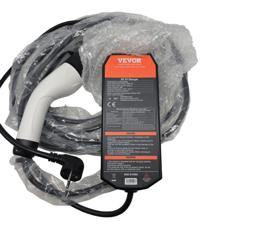 VEVOR EV-Ladegerät tragbar LCD-Display 3,68kW Typ 2 IEC62196 CEE 7/7 Stecker 16A 1-phasig