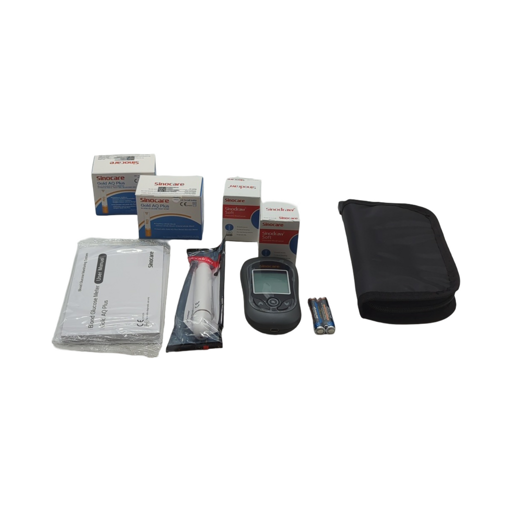 Sinocare Glukometer Blutzuckermessgerät automatische Codierung für Kinder und Erwachsene Messbereich 20-600 mg/dl