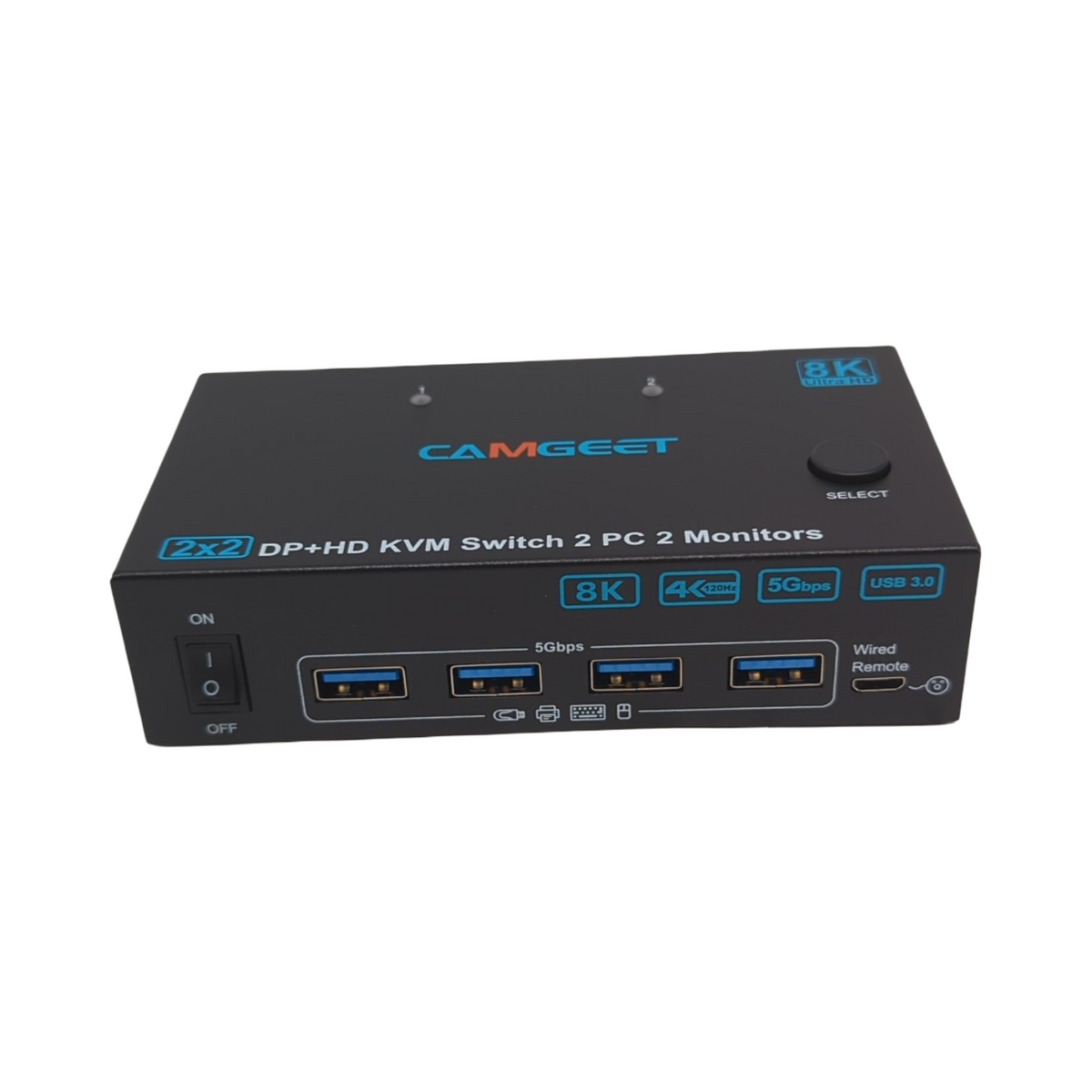 Camgeet Displayport HDMI KVM Switch 2 PC 2 Monitore 4K@144Hz USB3.0 Dual Monitor G...
