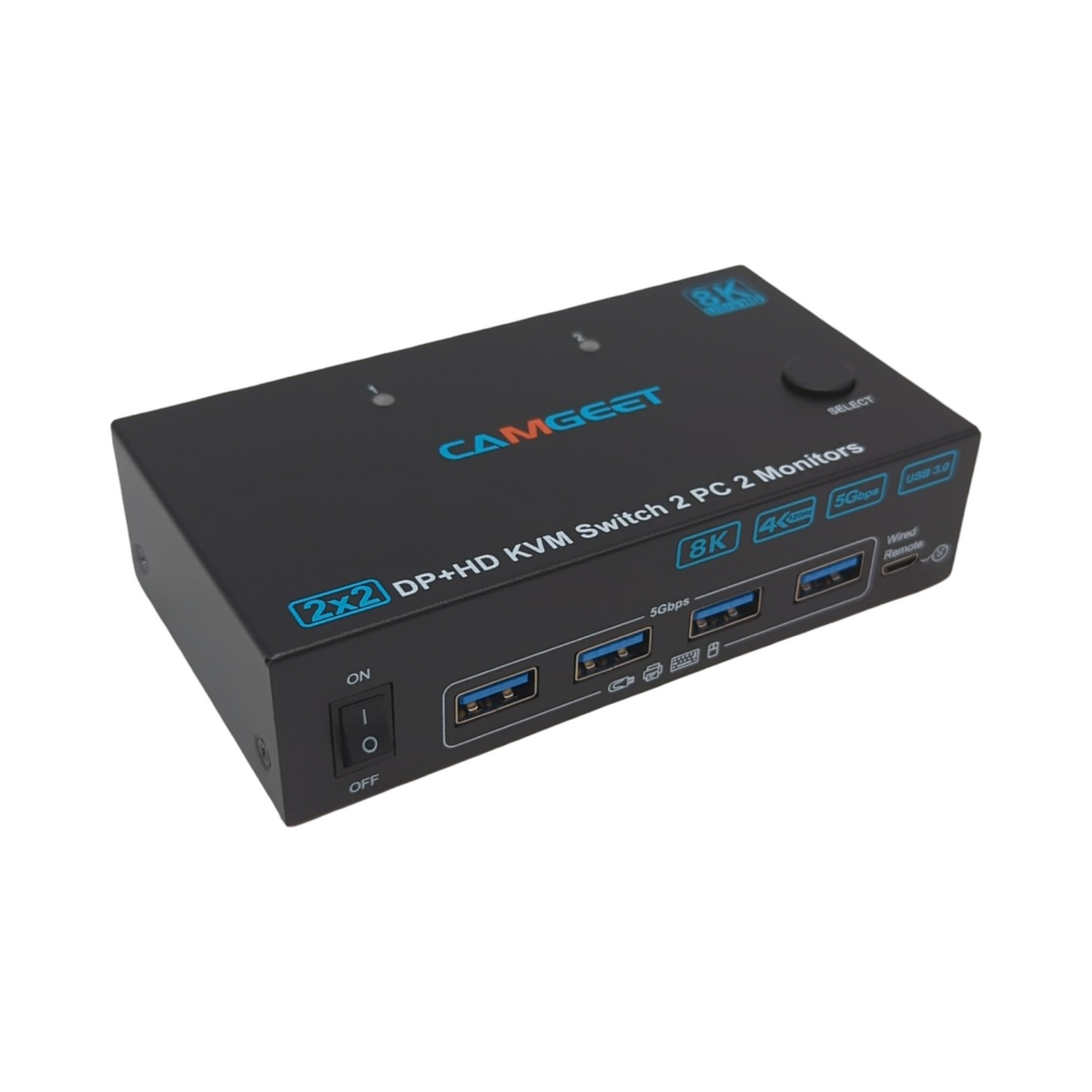 Camgeet Displayport HDMI KVM Switch 2 PC 2 Monitore 4K@144Hz USB3.0 Dual Monitor G...