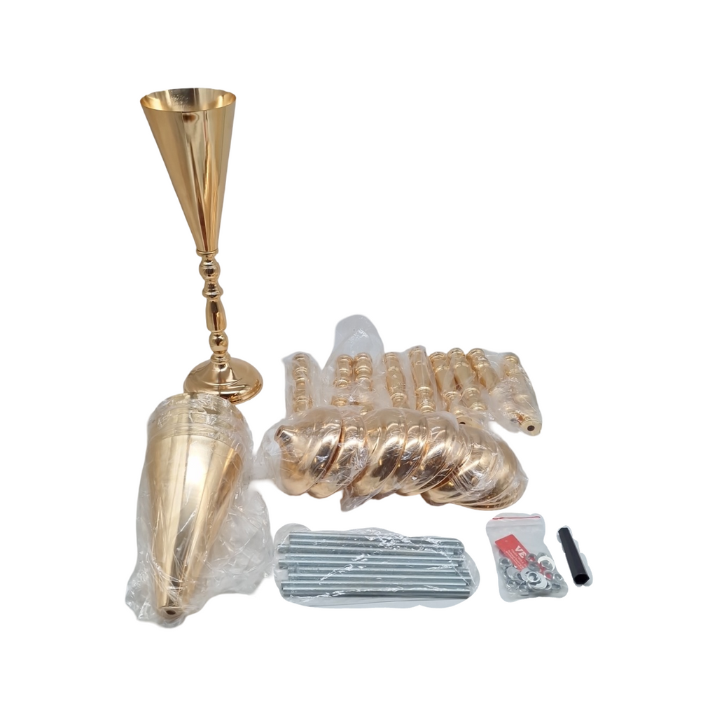 VEVOR Blumenvase Set 10 Stück Metall Trompetenform goldfarben für Hochzeit Tischdeko Ju... 43 cm hoch