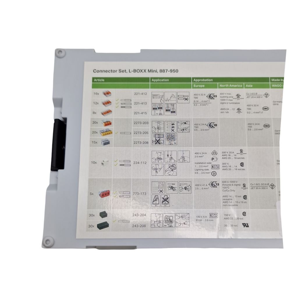 WAGO 887-950 Verbindungsklemmen-Set 166-teilig für alle Leiterarten in L-BOXX Mini