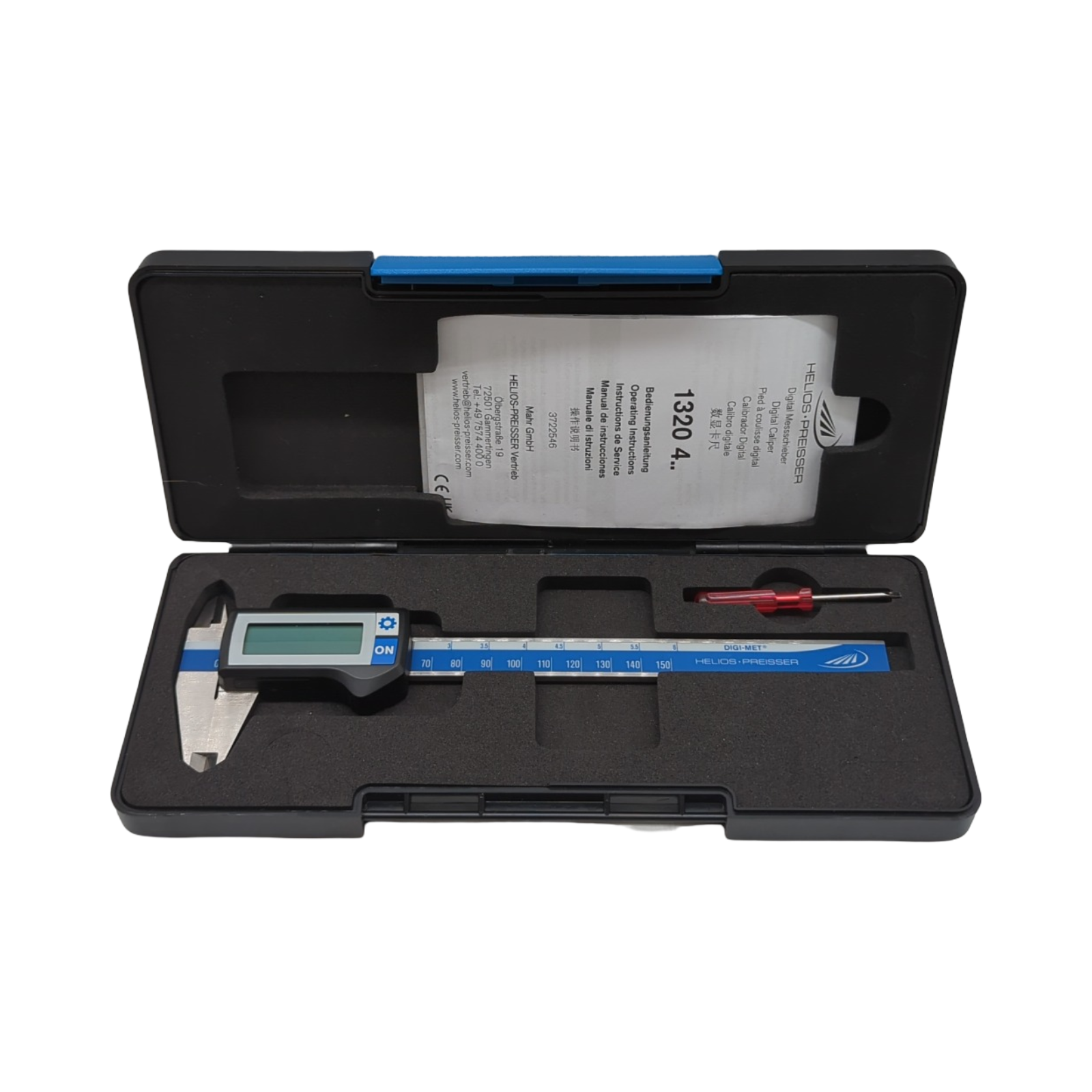 Helios Preisser DIGI-MET Taschenmessschieber digital Messbereich 0-150mm Schnabellänge 40mm Ablesung 0,01mm