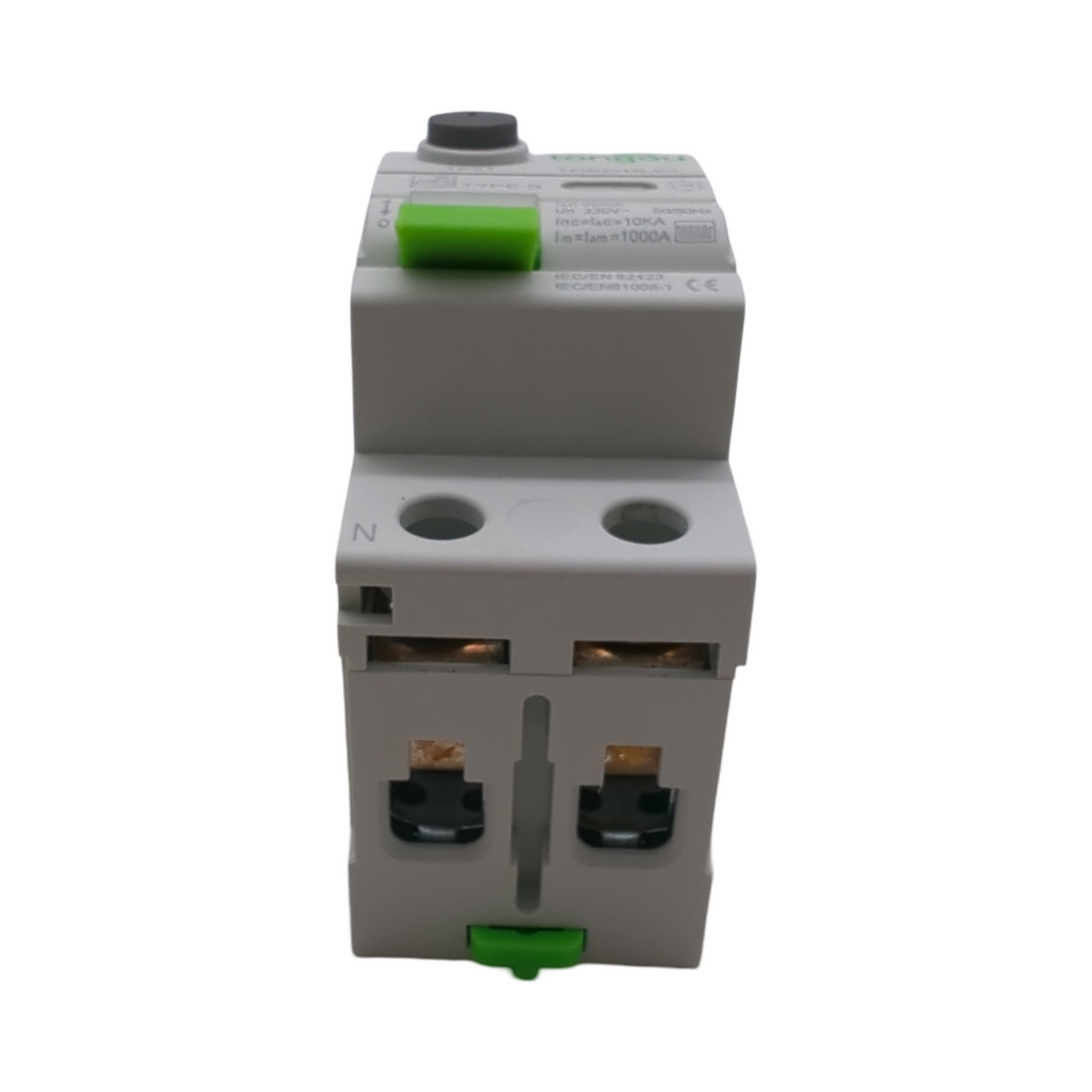 FI-Schutzschalter Typ B Fehlerstromschutzschalter 2-polig 63A 30mA 10KA 230V AC/DC für Ladegerät Elektroauto